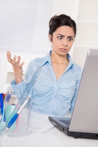 Woman with computer problems